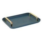 Bandeja Azul C/ alça Dourada 